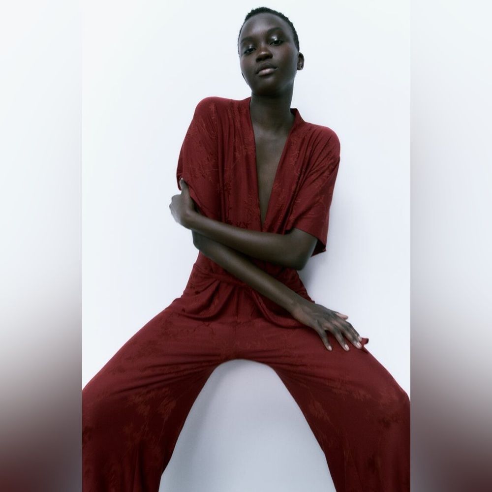 ZARA LONG JACQUARD JUMPSUIT - Picture 10 of 13